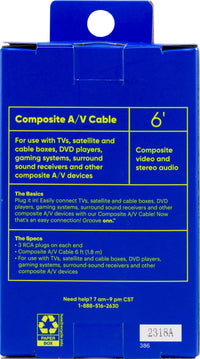 onn 6' Composite Audio/Video (A/V) Cable