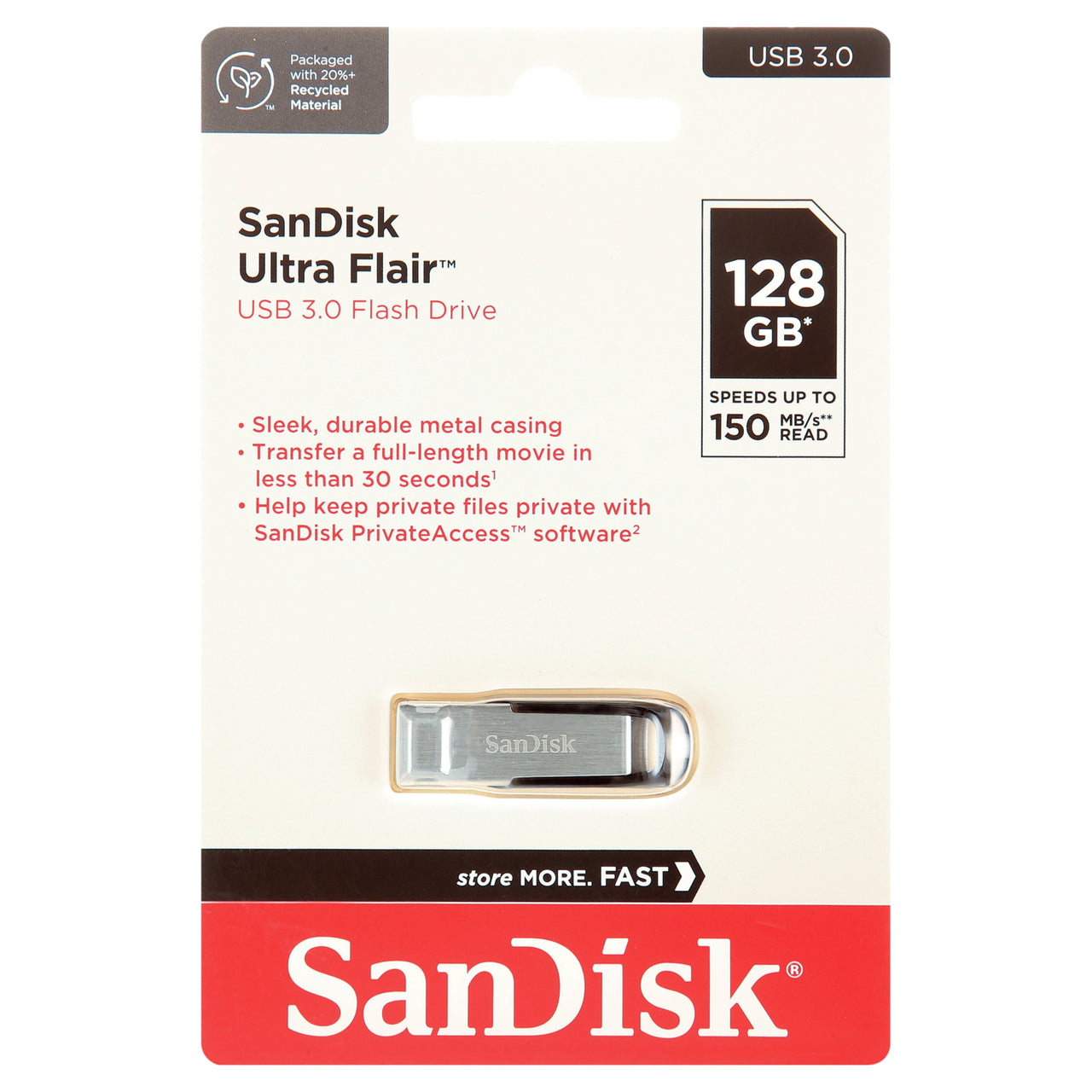 SanDisk 128GB Ultra Flair USB 3.0 Flash Drive - SDCZ73-128G-AW46