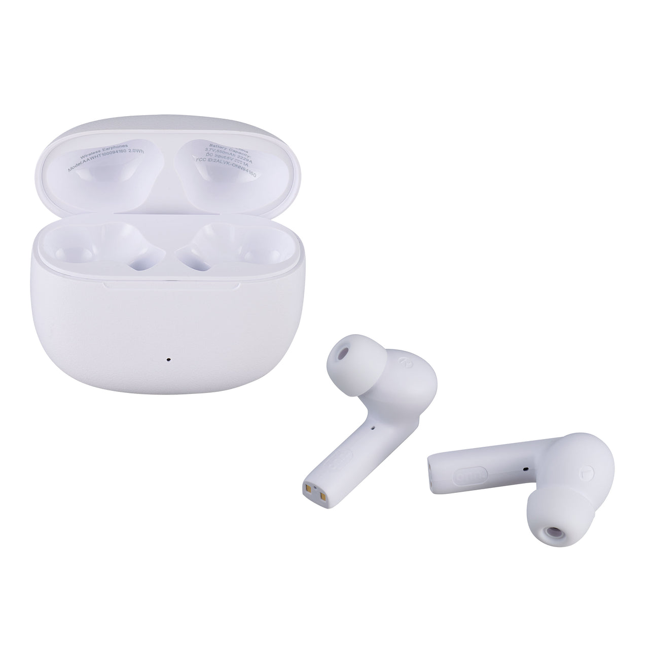 onn Bluetooth Wireless Earphones with Active Noise Canceling and Wireless Charging Case, White