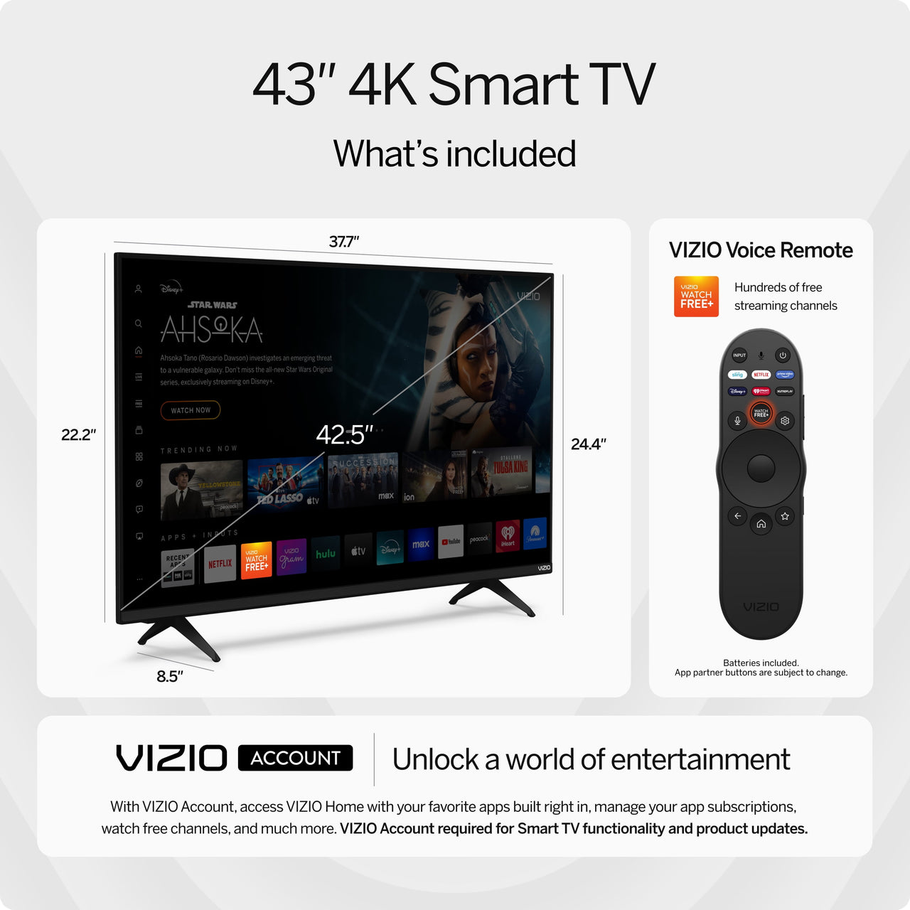 VIZIO 43" Class 4K LED HDR Smart TV (V4K43M-08)