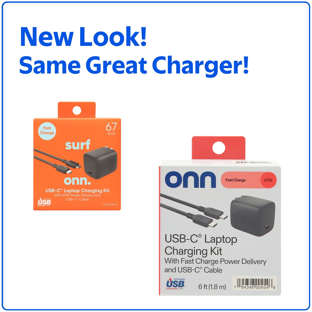 onn GAN 67W Laptop Charger with 1 USB-C Port, Compatible for Apple,Dell,HP,Asus,Acer,Lenovo,Grey