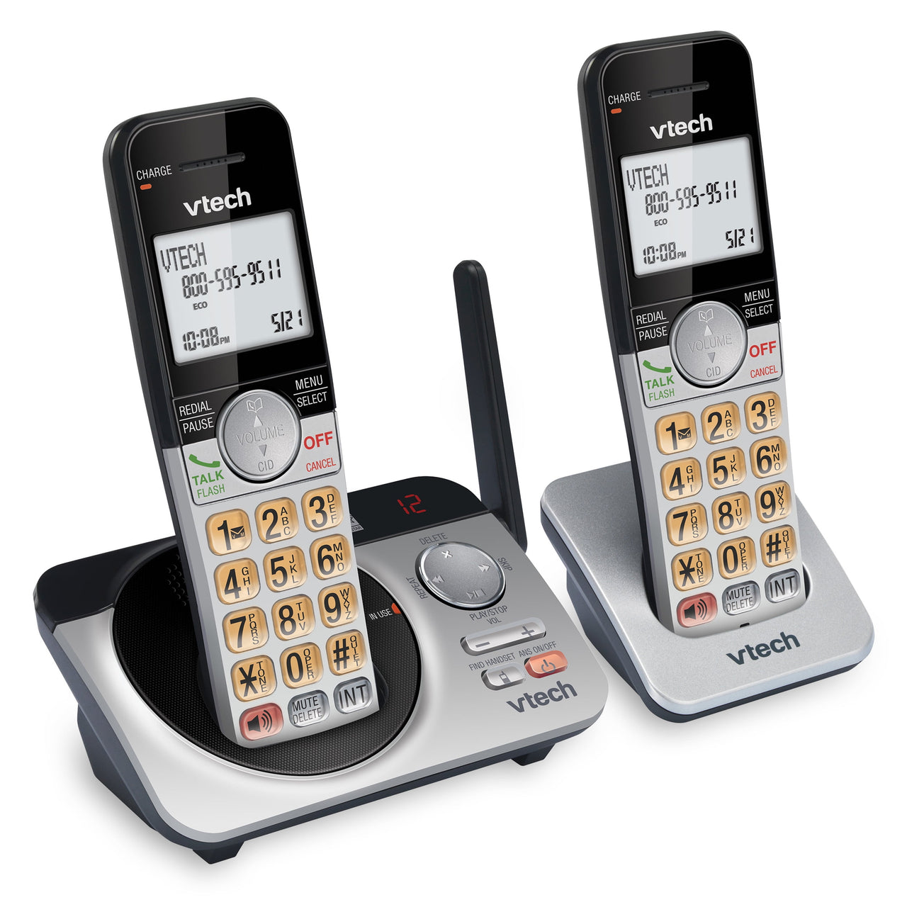 VTech CS5229-2 2 Handset Extended Range DECT 6.0 Cordless Phone with Answering System (Silver/Black)