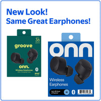 onn Bluetooth Wireless Earphones w/Charging Case and Touch Controls, Black