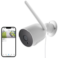 Merkury Smart Outdoor Camera 1080p – Weatherproof Security Camera with Night Vision, White (1-Pack)