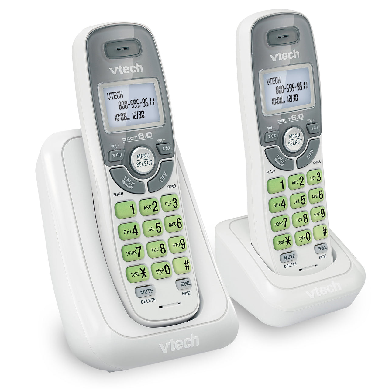 VTech 2 Handset DECT 6.0 Cordless Phone with Caller ID/Call Waiting, CS6114-2 (White)