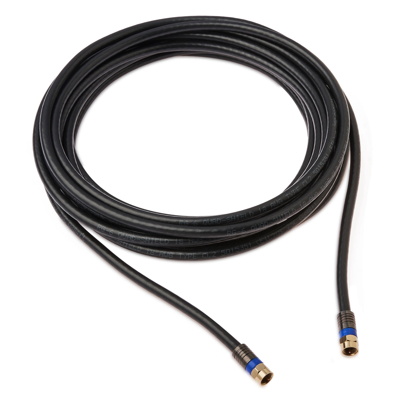 ONN. 25Feet Quad Shield Coaxial Cable, Black Color