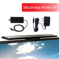General Electric Hover Amplified Indoor HDTV Antenna, 55-mile Range, VHF 1080P 4K, Black, 37075