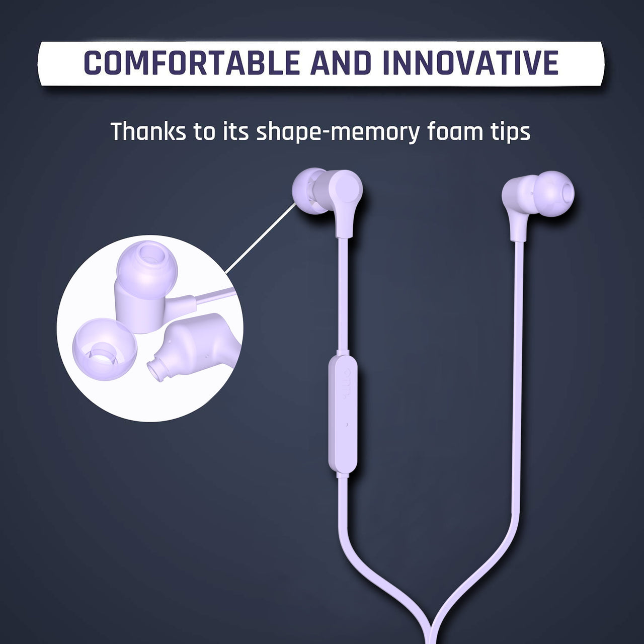 onn Earphones with Lightning Connector, Lilac