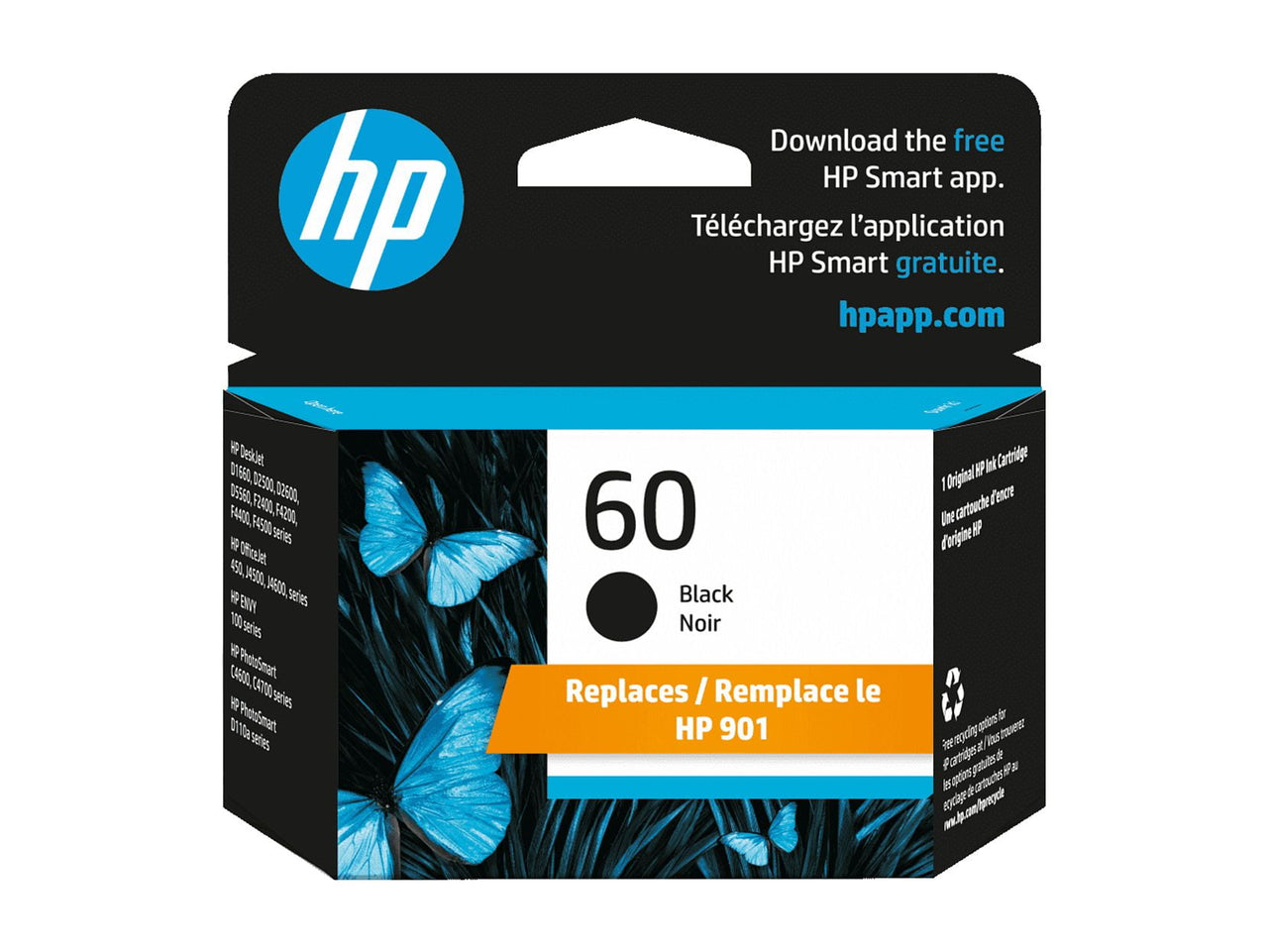 HP 60 Black Original Ink Cartridge, ~200 pages, CC640WN#140