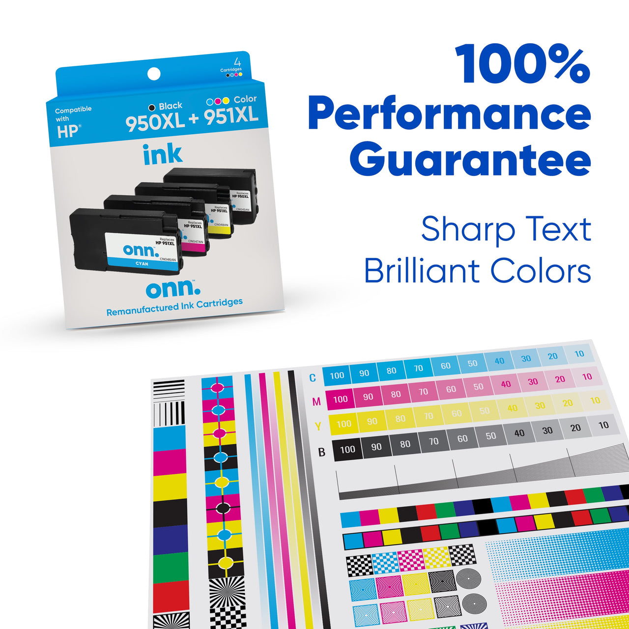 ONN INHPCL100014174 Ink Cartridges, HP 950XL Black & 951XL Color