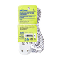 onn 3-Outlet Surge Protector with 4' Power Cord, White