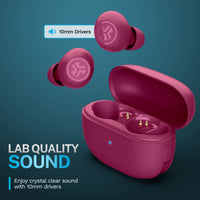 JLab GO Pop Active Noise Cancelling Bluetooth Earbuds, Charging Case, Fuchsia