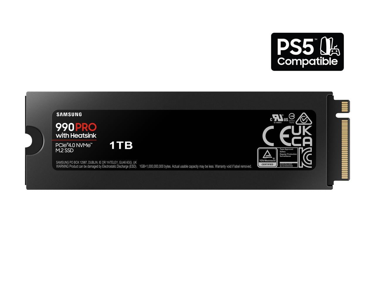 SAMSUNG SSD 990 PRO + Heatsink 1TB, PCIe 4.0, Compatible with PlayStation 5, Internal - MZ-V9P1T0GW