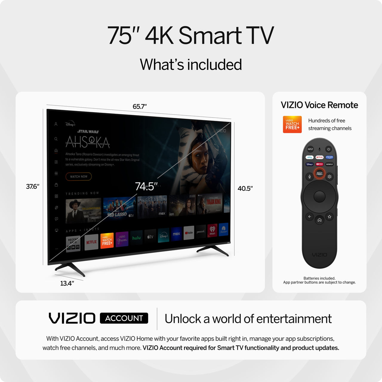 VIZIO 75” Class 4K UHD LED HDR Smart TV (V4K75M-08)