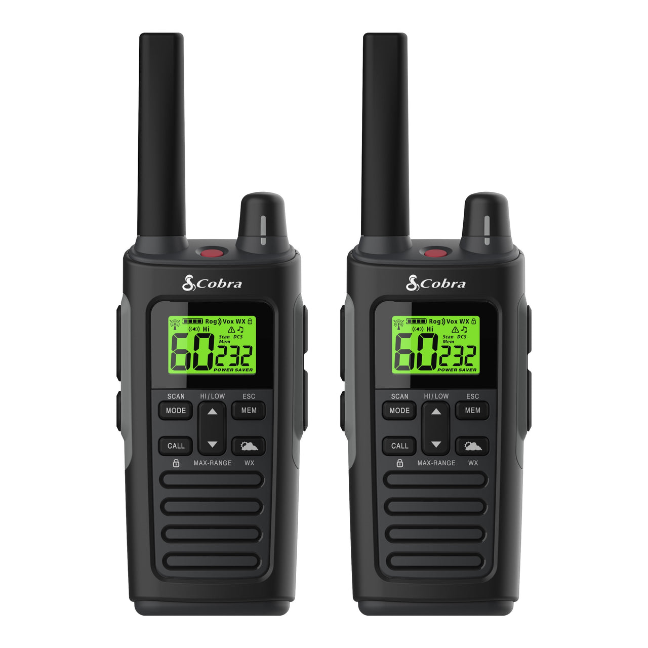 Cobra RX685 Walkie Talkies Two-Way Radios (Pair), 40-mile Range and 60 Channels with 121 Privacy Codes - IP54 Waterproof & NOAA Weather Alerts