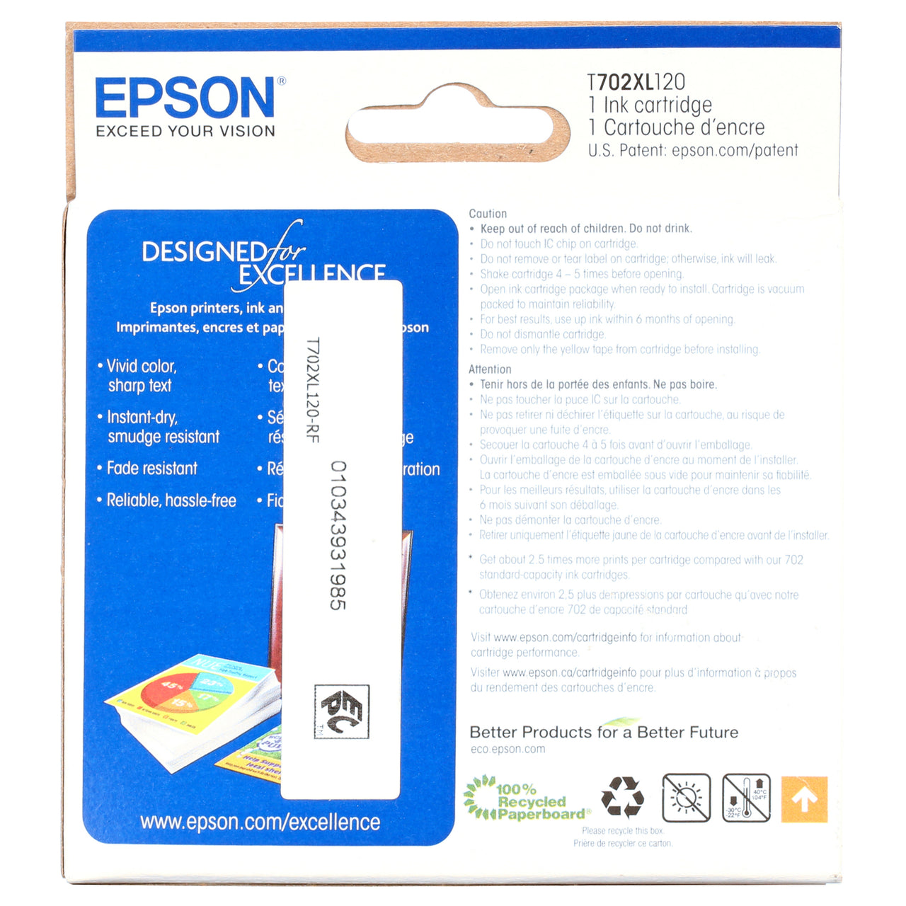 EPSON T702 DURABrite Ultra Genuine Ink High Capacity Black Cartridge