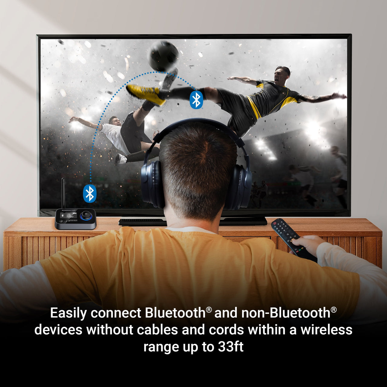 Monster 2-in-1 Bluetooth Transmitter for TV & Speakers, Wireless Bluetooth Adapter, Black