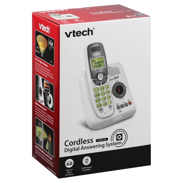 VTech CS6124 DECT 6.0 Cordless Phone with Answering System and Caller ID/Call Waiting, White