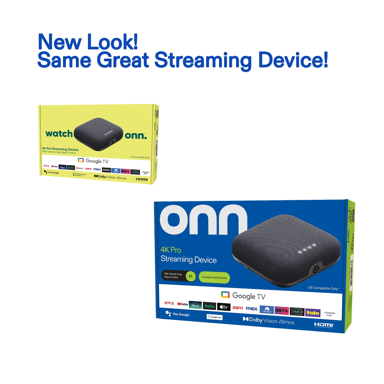 onn 4K Pro Streaming Device, Google TV with Gemini* - Ultra-fast Streaming, Stunning 4K UHD, 32GB Storage, 3GB RAM, Dolby Vision & Atmos, Find My Remote with Backlight, Ethernet Port