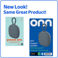 onn Mini Rugged Speaker with Bluetooth Wireless Technology, Gray