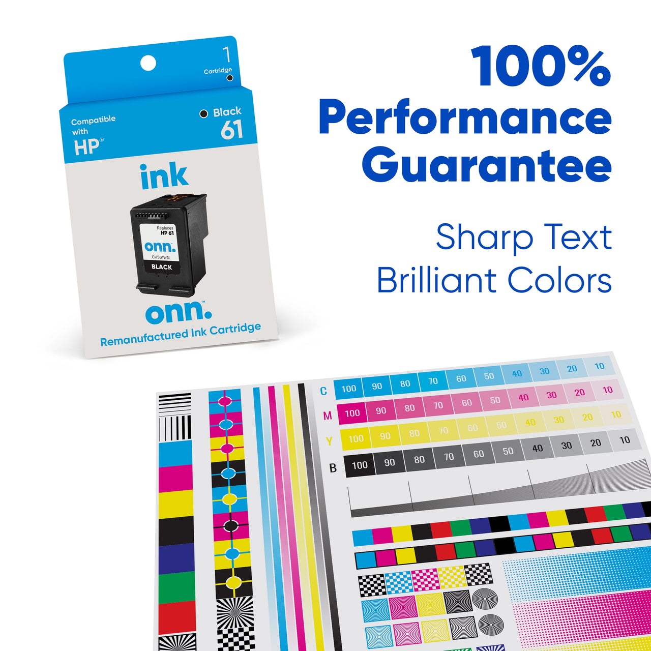 onn HP 61 Printer Ink Cartridge, Black (Remanufactured)
