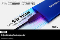 SAMSUNG T7 Portable SSD 1TB Indigo Blue, Up-to 1,050MB/s, USB 3.2 Gen2, External - MU-PC1T0H/AM