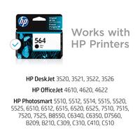 HP 564 Black Original Ink Cartridge, ~250 pages, CB316WN#140