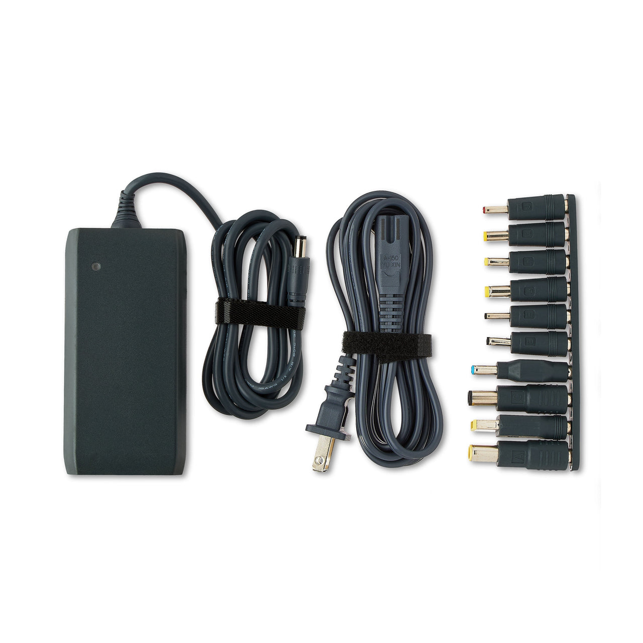 onn 90W Laptop Charger with 10 Interchangeable Tips, 10ft Power Cord, for HP, Dell, Lenovo, Grey