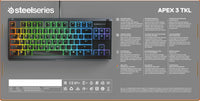 SteelSeries Apex 3 TKL RGB Gaming Keyboard - Tenkeyless - Water & Dust Resistant - PC and USB-A