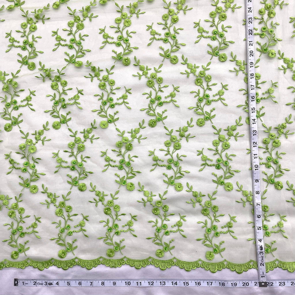 Beaded Lace Fabric Embroidered on 100% Polyester Net Mesh | Lace USA - 40103W-BP