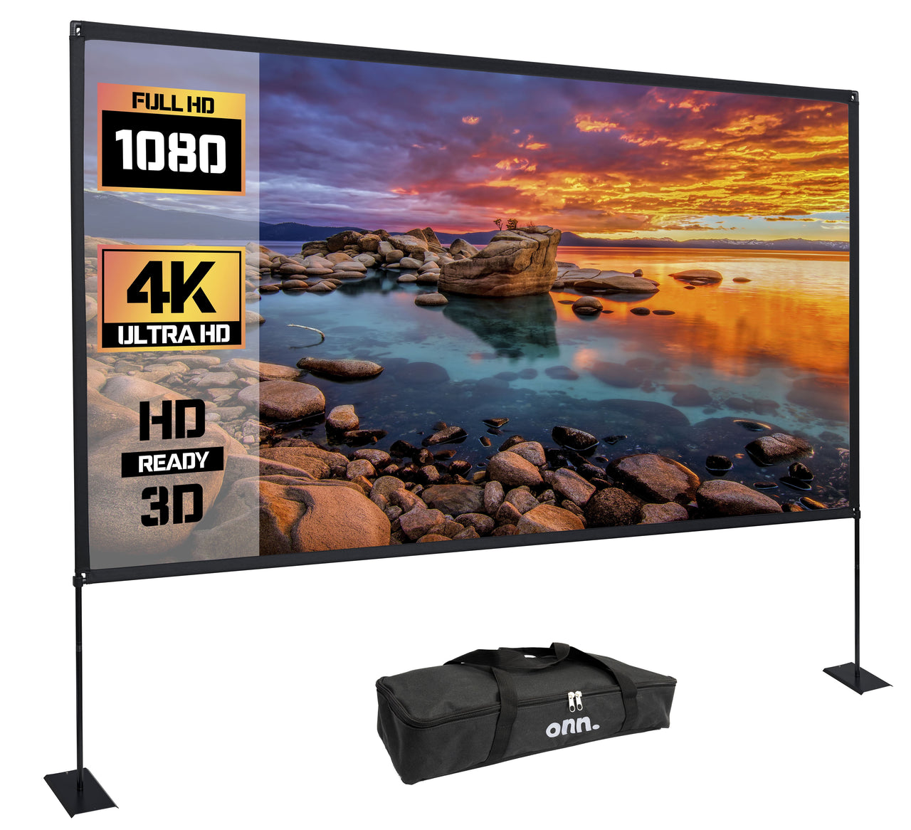 onn 120" Portable Indoor/Outdoor 16:9 Theater Projection Screen with Stand