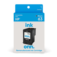 onn HP 63 Printer Ink Cartridge, Black (Remanufactured)