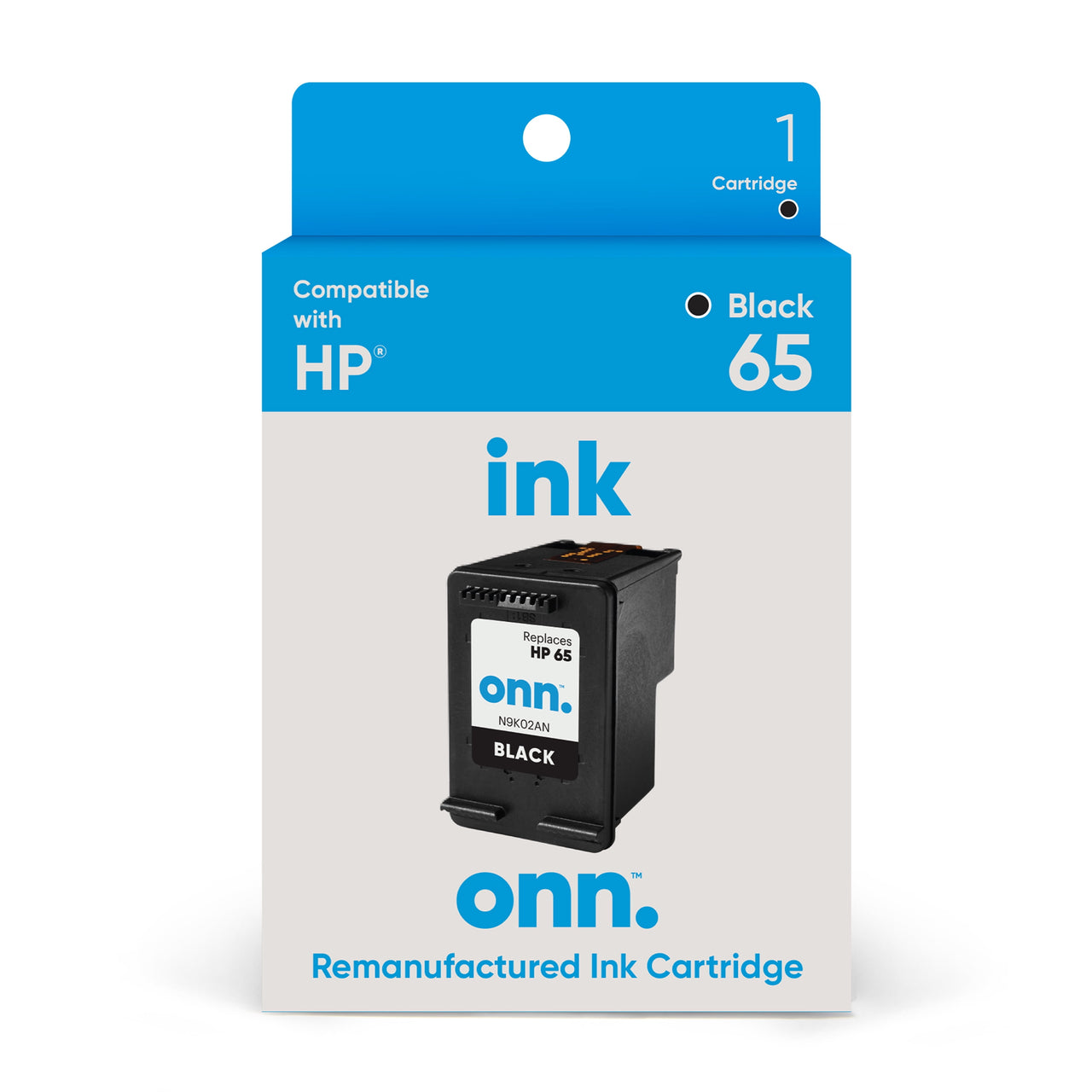 onn HP 65 Printer Ink Cartridge, Black (Remanufactured)