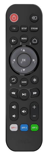 onn. Universal 3-Device Remote, Black, Compatible for TV, Streaming, Soundbar